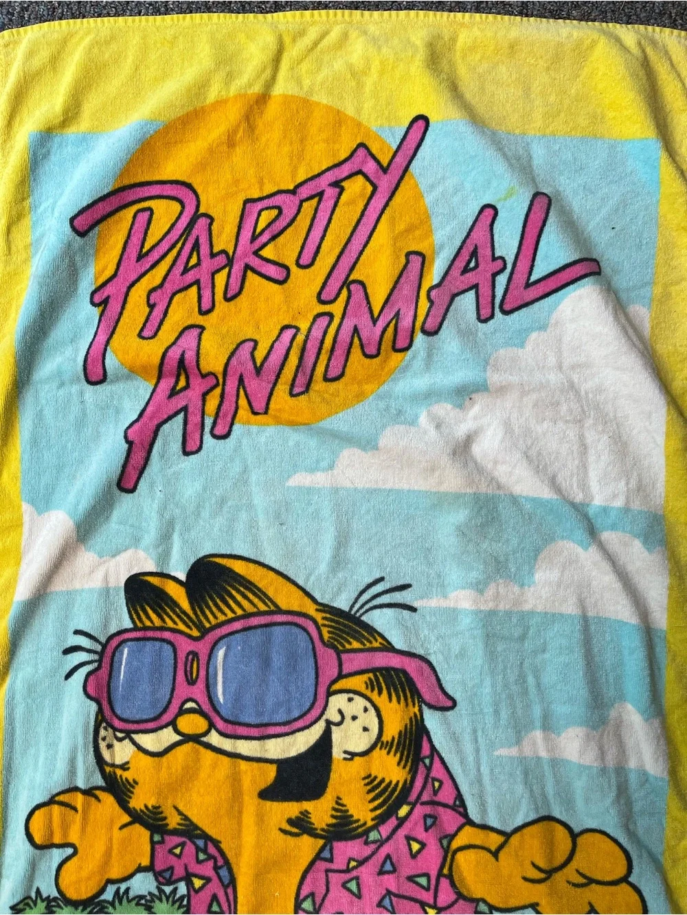 1978 vintage Garfield beach towel party 0825 animal Jim Davis 70s cat franco